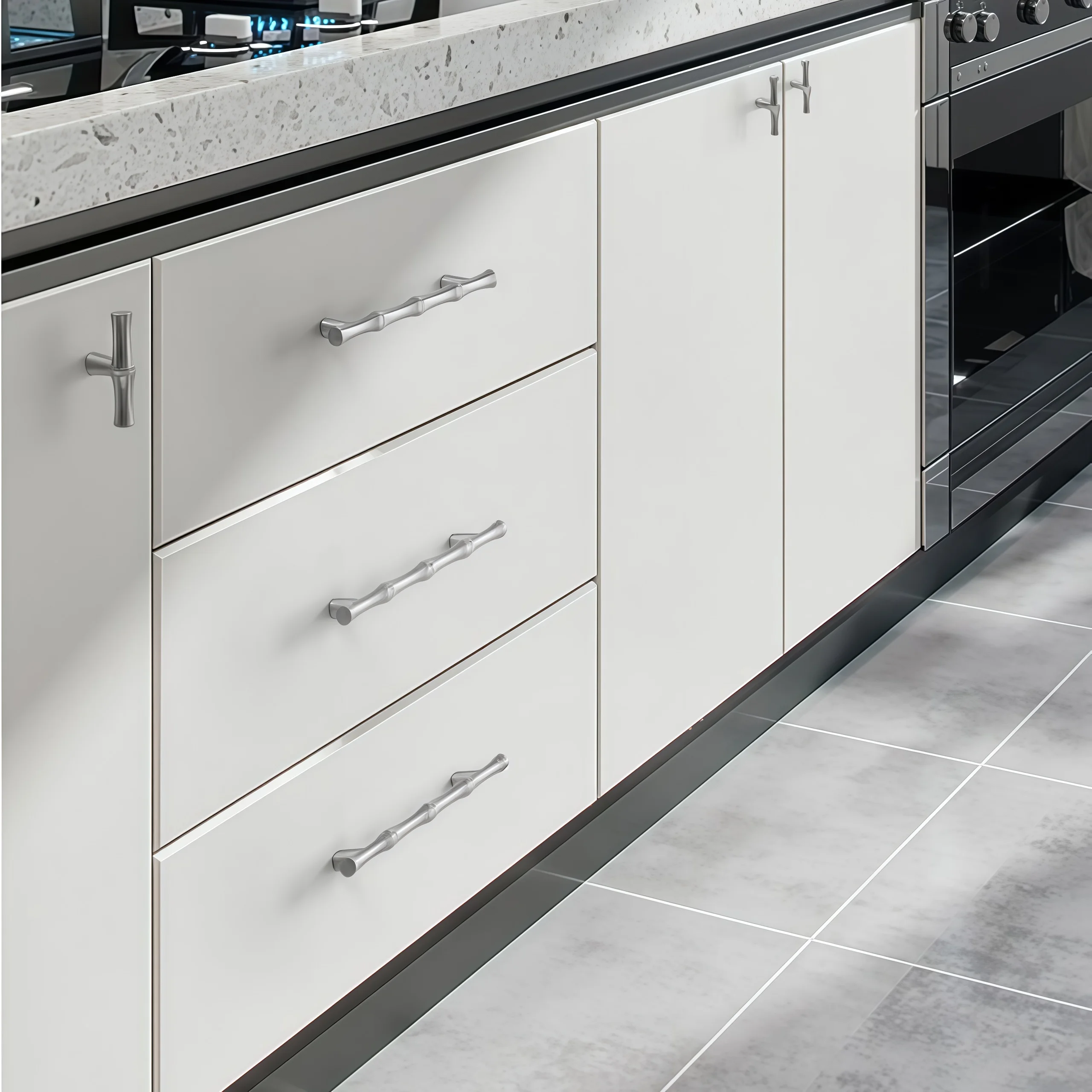 

Rural Green Bamboo Shape Solid Handle Zinc Alloy Cabinet Knobs Handles, Dresser Drawer Cabinet Cupboard Closet Door Pulls