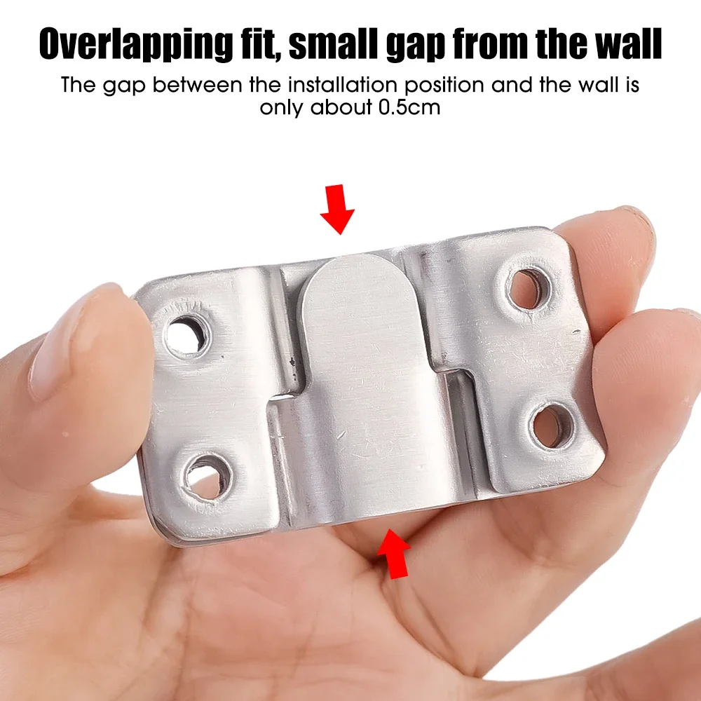 2/20Pcs Stainless Steel Picture Frame Hooks Flush Mount Hanging Buckle Wall Hanger Furniture Interlock Bracket Joint Connector