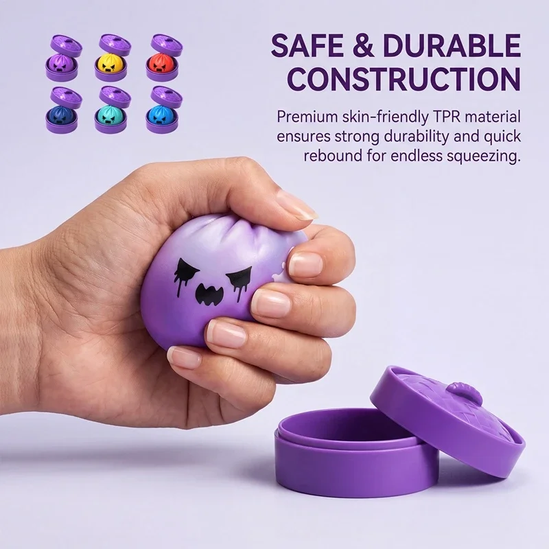 Halloween Purple Steamed Bun Pinching Fun Soft Rubber Slow Rebound Bun Stress Relieving Fun Toy Adult Gathering Prank Toys Gift view 3