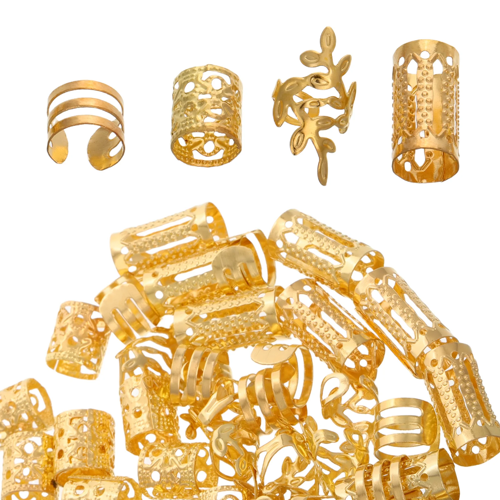 

40pcs Hair Accessories Hollow Iron Rings for DIY Dreadlocks Women Hair Cuffs Metal Clips Durable Construction Easy Use