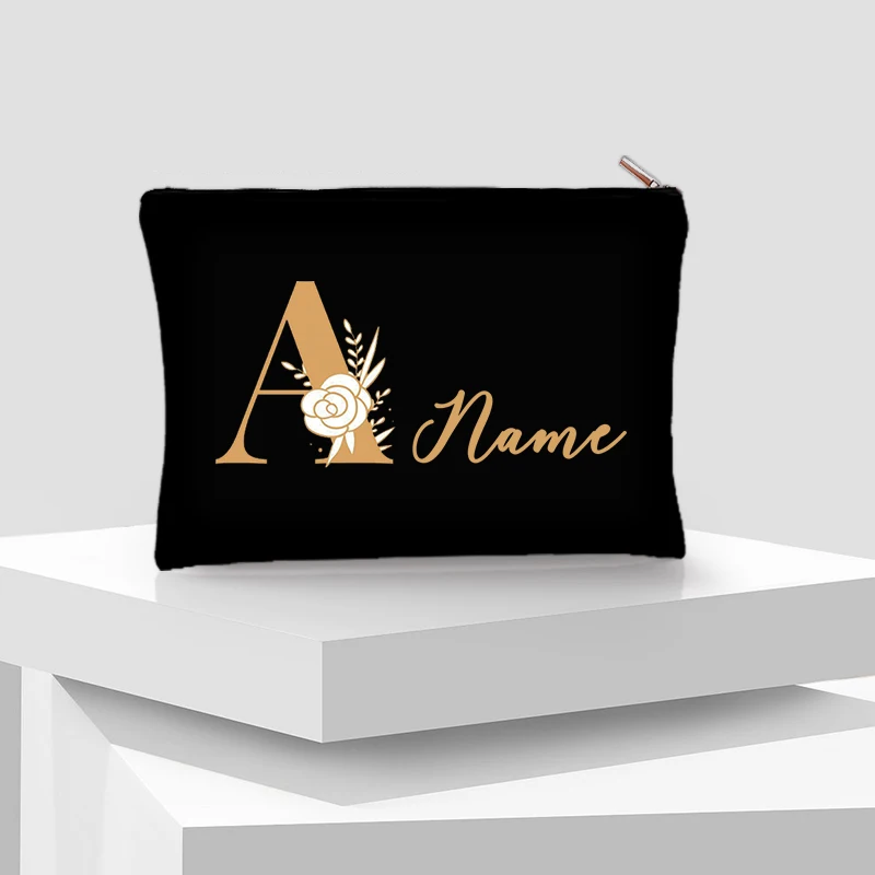 Luxury Makeup Canvas Bag Travel Make Up Pouch Personalization Custom Name Toilety Storage Organizer Monogram Cosmetic Clutch