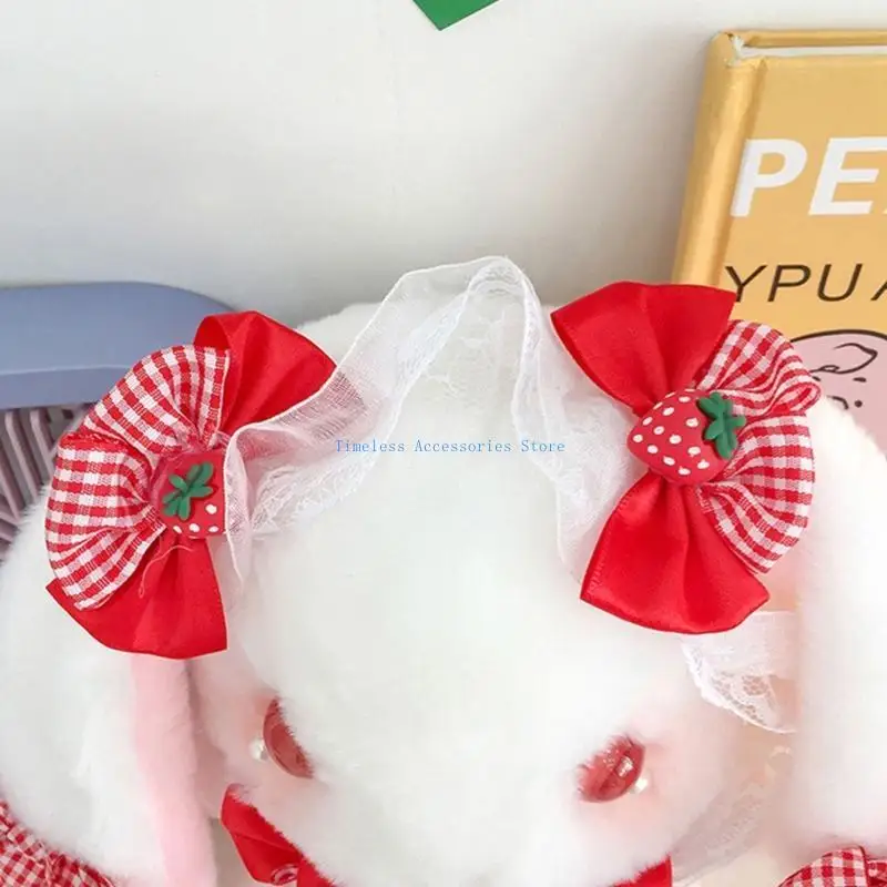

97QE Plush Bunny Bag Lace Purse Bow Rabbit for Doll Handbag Shoulder Bag