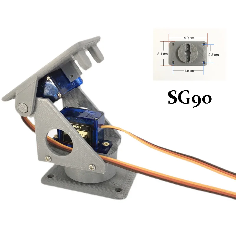 Servo Bracket PT Pan/Tilt 2 Axis SG90 PLA Servo Gimbal Smart Ultrasonic Camera Aerial for Model FPV Compatible Openmv 180DG