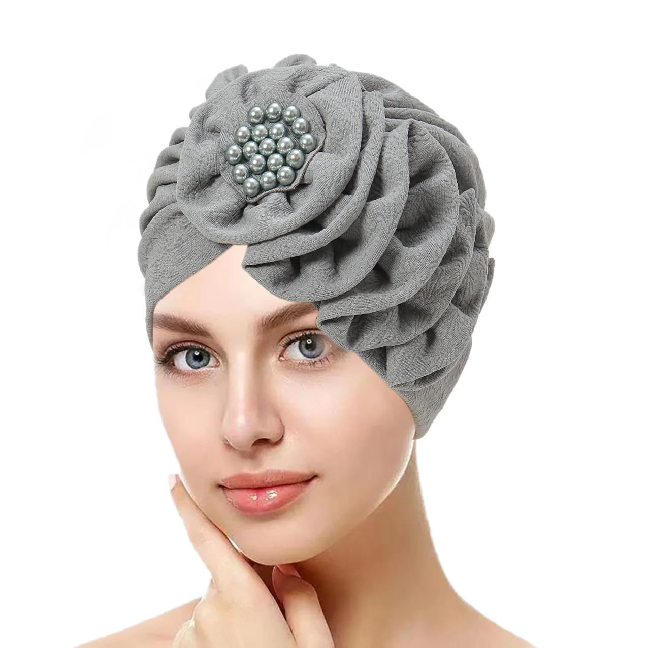 Jednokolorowe kwiaty muzułmańskie czapki hidżab frezowanie kobiety owijka na głowę Ramadan moda damska nakrycia głowy turban Bonnet