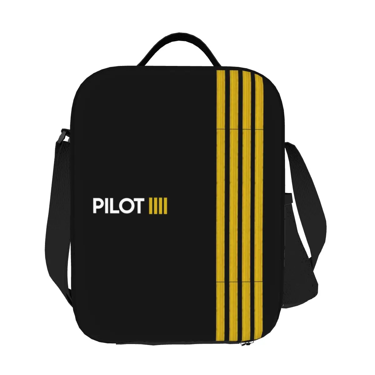 Custom Pilot Captain Stripes Lunch Box Women Aviation Airplane Thermal Cooler Food Insulated Lunch Bag Kids School Children