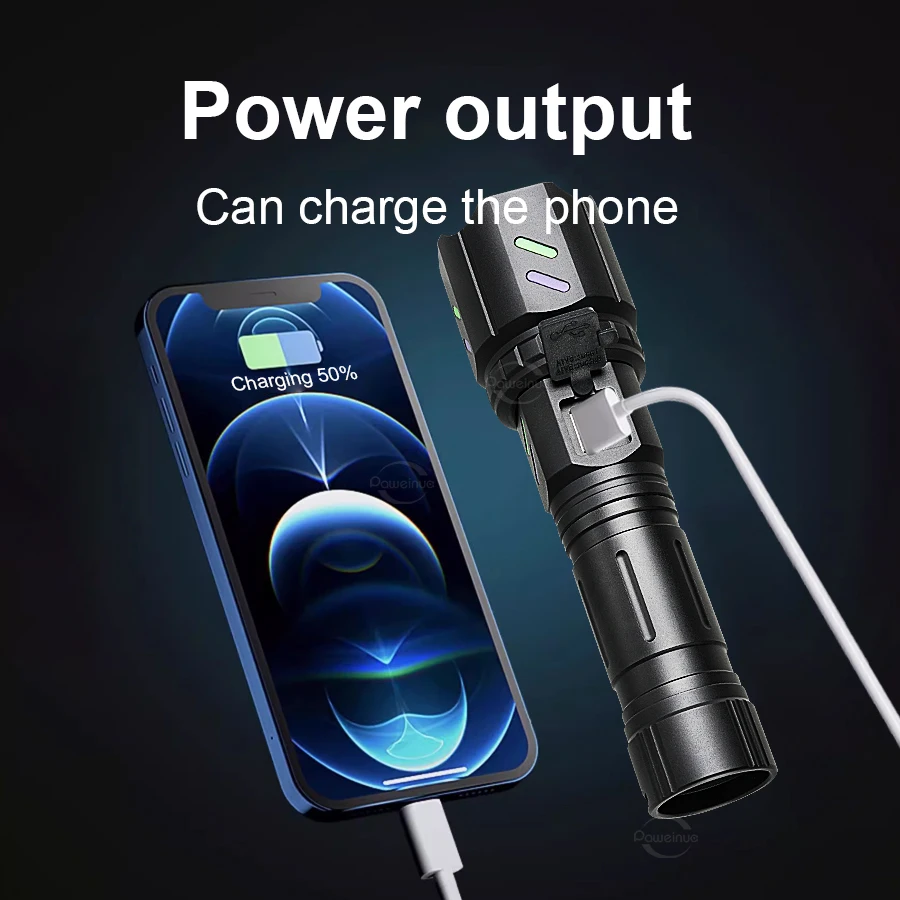 Ultra powerful flashlight 8000000LM Super Focused Ignition Flashlight Long Range 3000m Waterproof Tactical Lamp High Power Torch