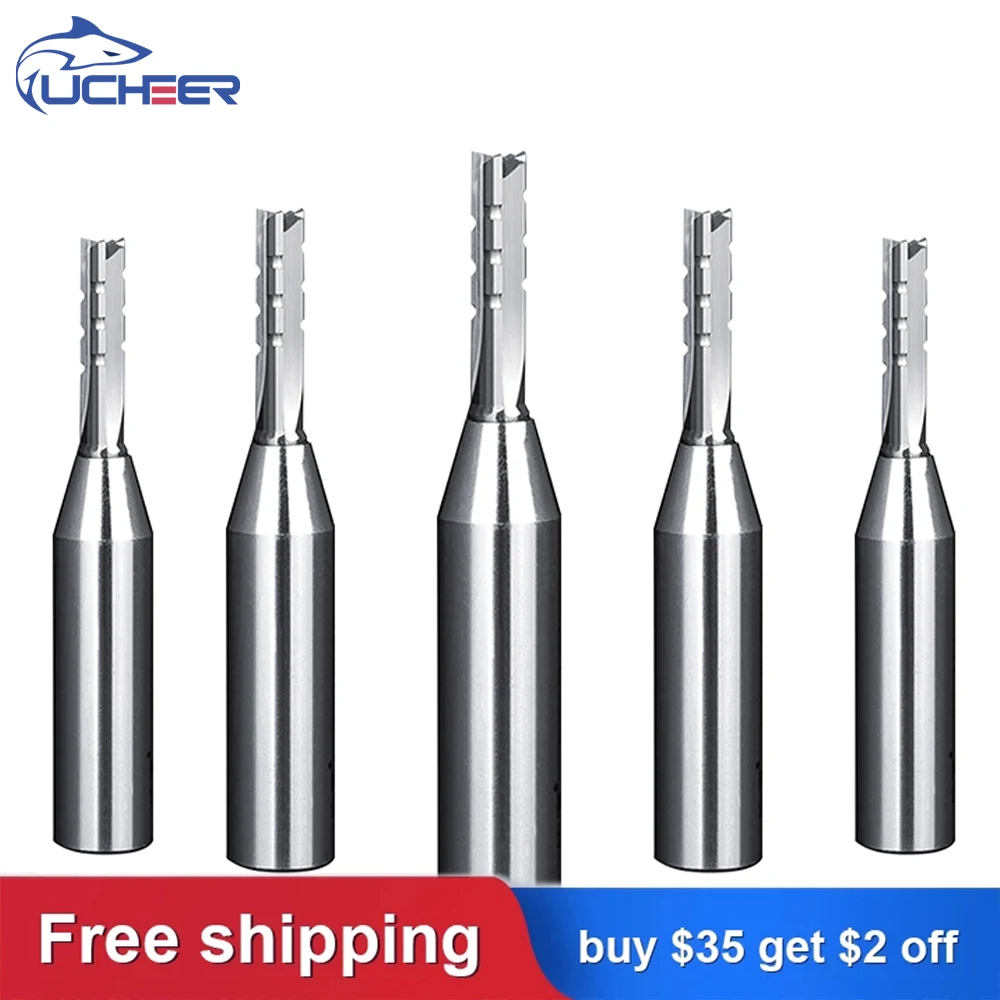 

UCHEER 1set 3flutes d6/8 1/2shank Router Bit Woodworking Spiral/straight groove TCT solid Tungsten steel carbide carving tools