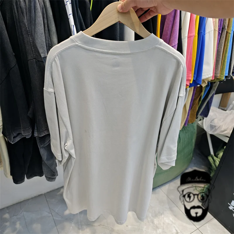 simple kanye T-shirt solid color round neck loose fit t shirt for men