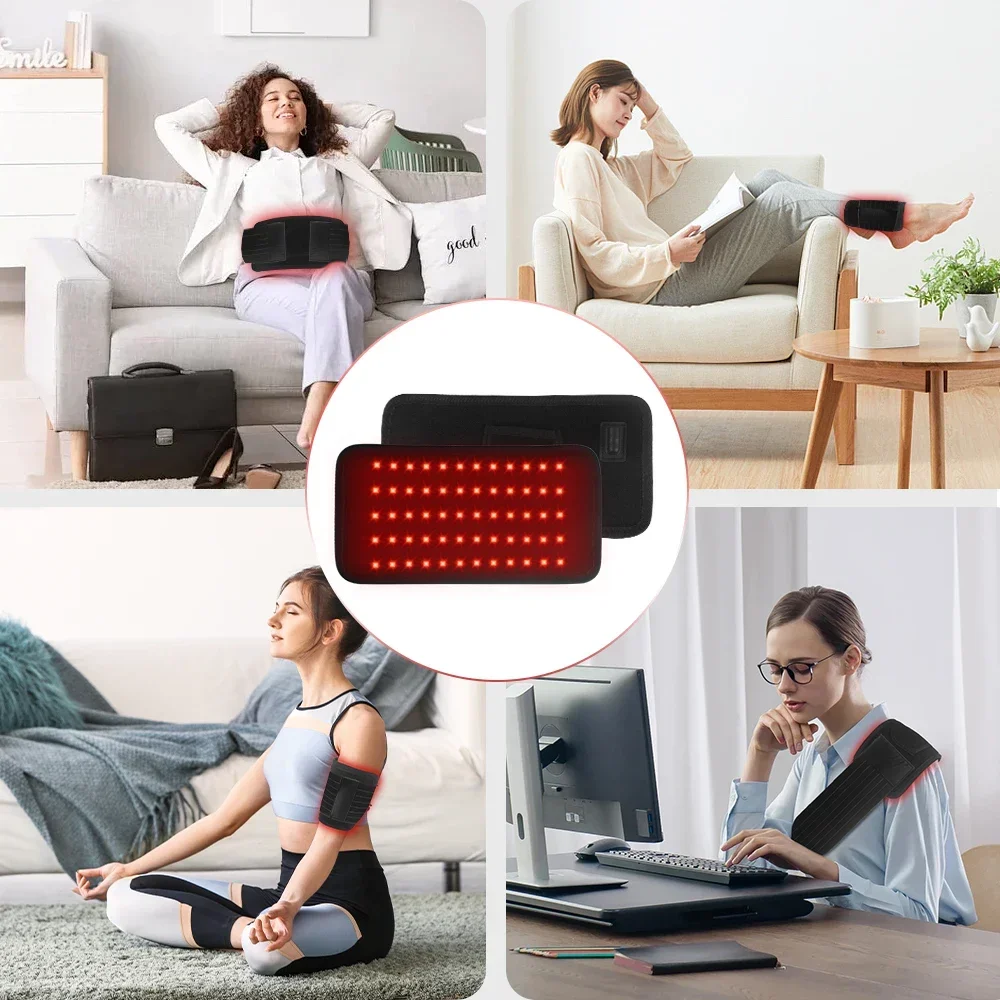 60 LEDs Red＆Infrared Light Therapy Belt for Pain Relief 850nm 660nm Burn Fat Wrap Slimming Machine Back Waist Heat Pad Full Body