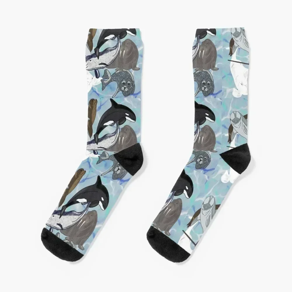 

Marine Mammals Socks summer floral hiphop sports stockings Women Socks Men's