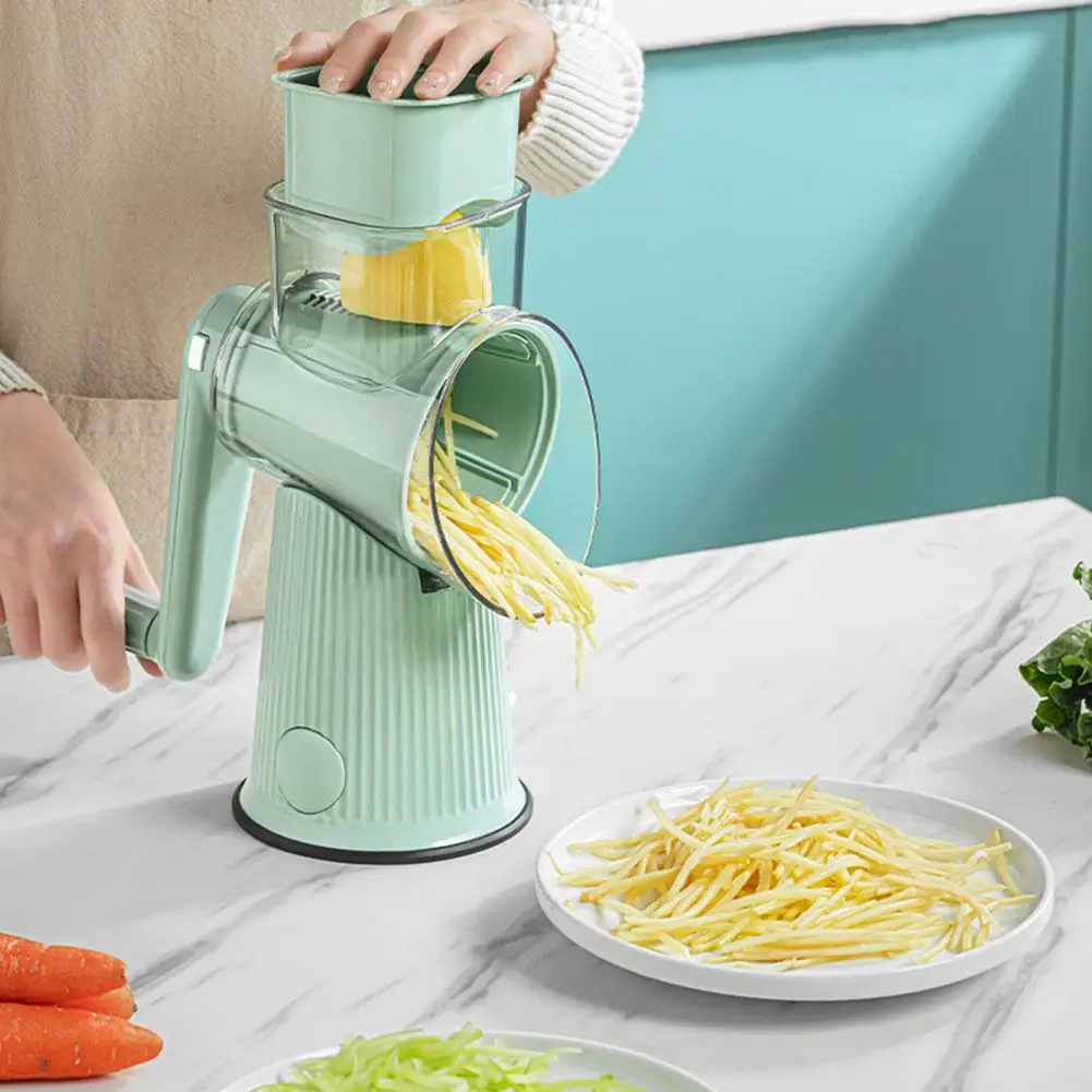 NEW 5 In 1 Rotary Cheese Grater With Handle Manual Vegetable Graters Shredder Slicer Nuts Grinder With Strong Suction Base