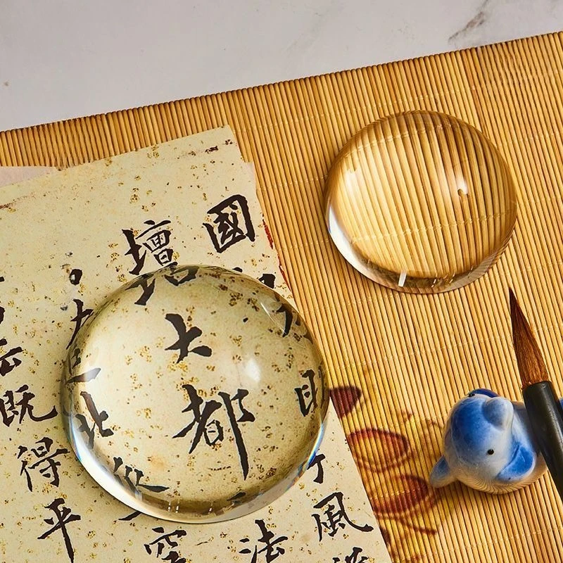 Magnifying Glass Paperweight Ruler Creative Crystal Glass Paper Stone Brush Calligraphy Special Paperweight Household Decoration
