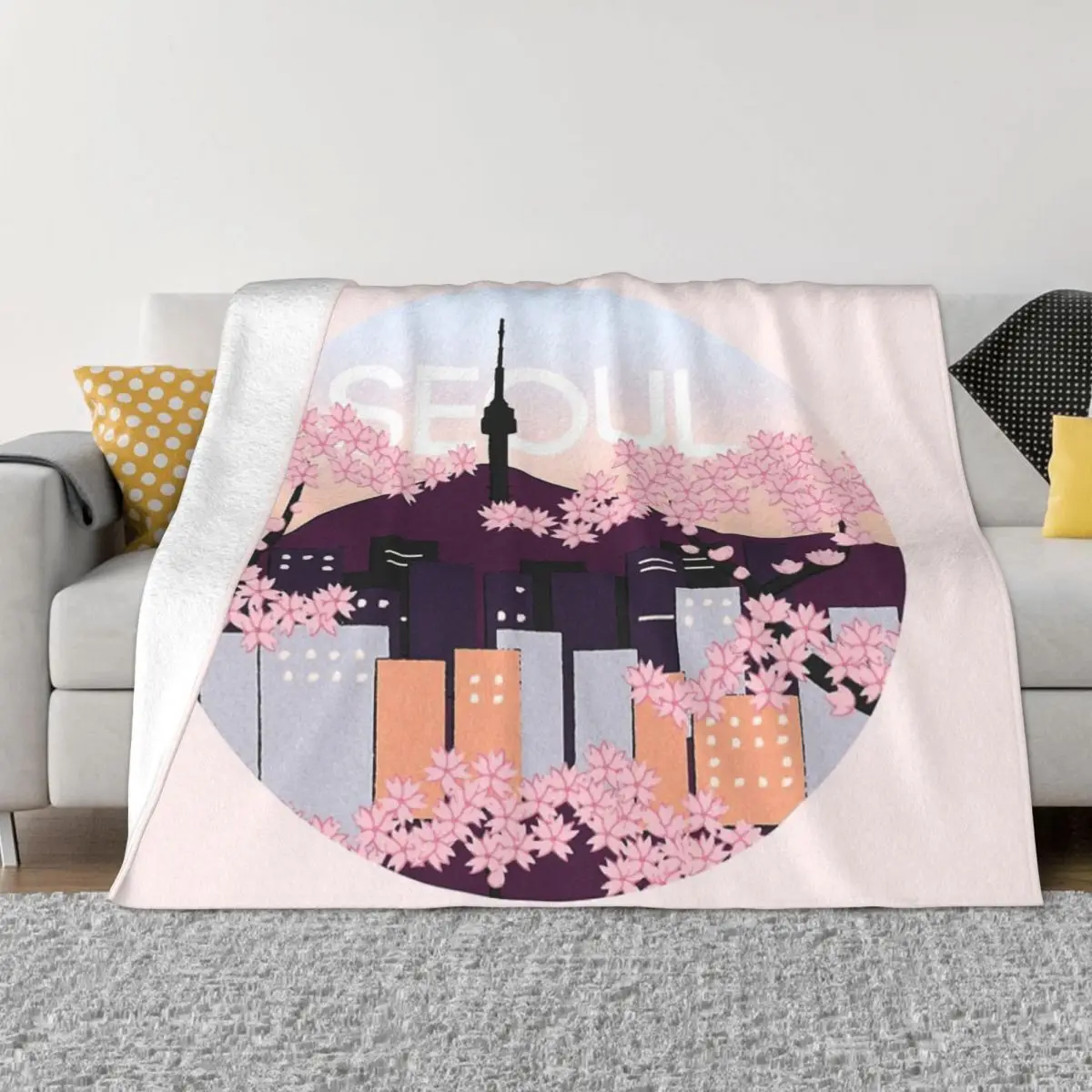 

Плюшевое одеяло до колена из сеула, башня с деревянными блоками, вишня, парные одеяла, одеяла и одеяла, одеяло