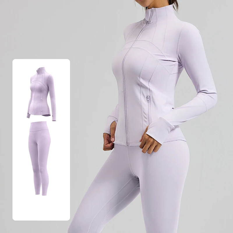 Women's 2 Piece Yoga Sets Thumb Hole Long Sleeve Top with Bra Pads High Waist Leggings Slim Fit Quick Dry Running Workout Set
