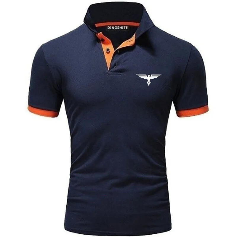 Polo collar contrasting color shirt office fashionable new T-shirt polo shirt men\'s summer top business casual breathable