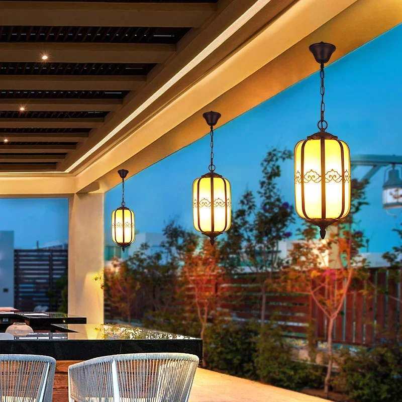 

New Chinese chandelier outdoor waterproof villa gate lantern balcony pavilion corridor eaves pavilion solar courtyard