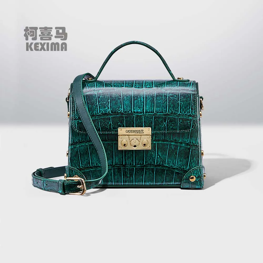 KEXIMA gete new crocodile skin women's bag fashion casual small square bag American crocodile women handbag  cross bag