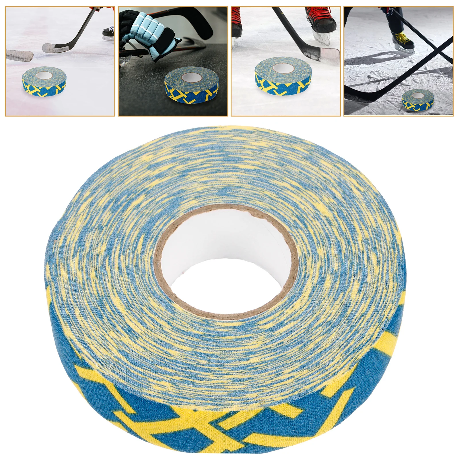 شريط الهوكي 1 لفة قماش قطني لاصق غير لعصا الهوكي شريط حماية من الصدمات يدوم طويلاً مضاد لـ