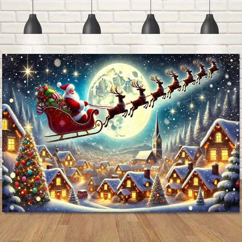 Weihnachtsgeschenk Auto Wandbehang, Wandbehang aus Polyesterfaser, klassische Feiertagsdekoration, goldene Dekoration