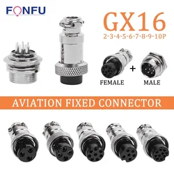 5pcs Aviation Socket Plug GX16 2/3/4/5/6/7/8/9/10 Pin Nut type Male & Female 16mm Circular Panel Aviation Connector