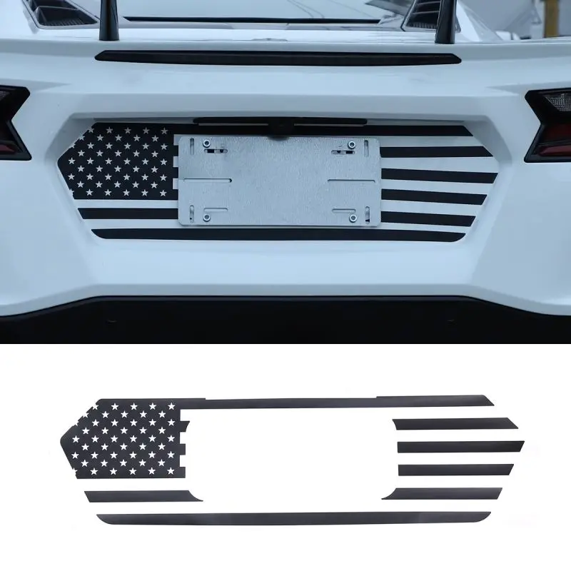 

Car Rear License Plate Frame Sticker Decorative USA Flag Style Decal Vinyi For Chevrolet Corvette C8 Stringray Z51 Z06 2020-2022