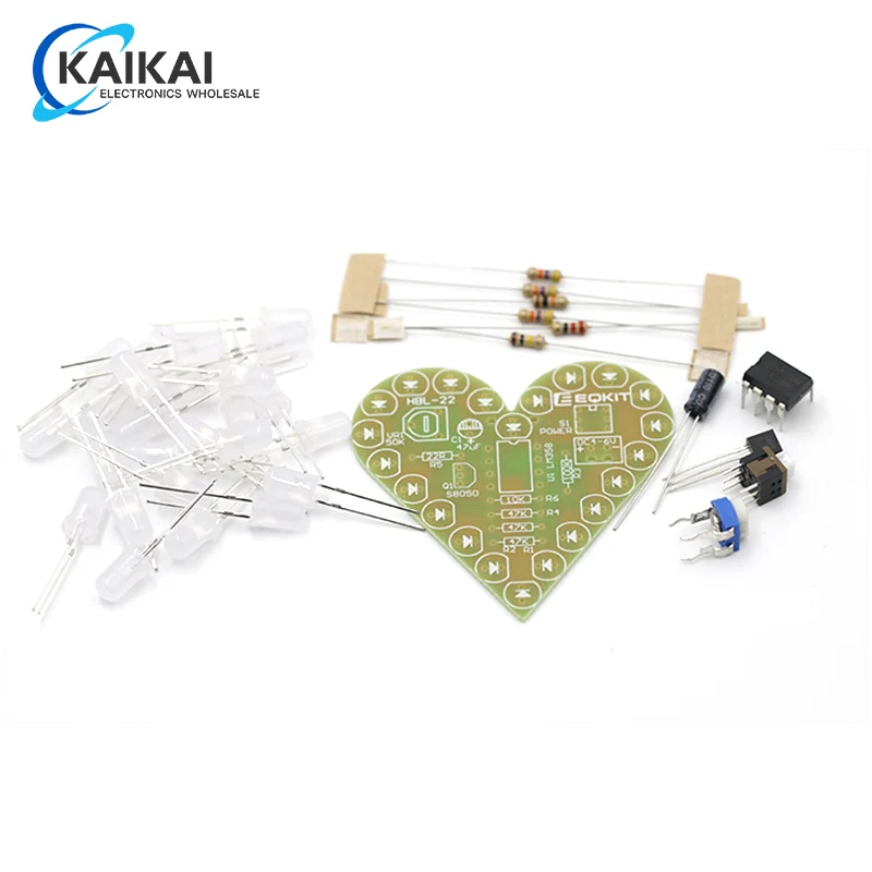 DIY Kit Heart Shape Breathing Lamp Kit DC 4V-6V Breathing LED Suite Red White Blue Green DIY Electronic Production for Learning