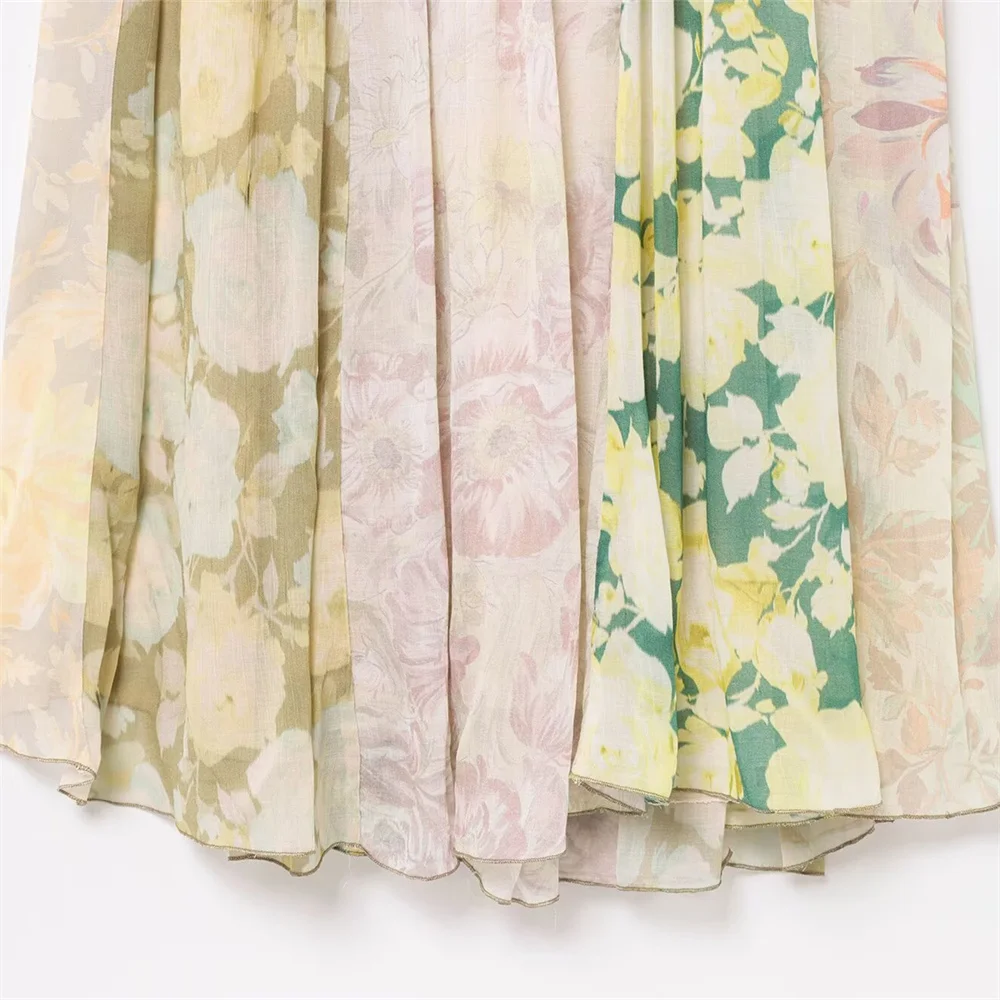 women's fashion backless flower print patchwork long dress with suspender, summer new sexy slim fit MIDI dress