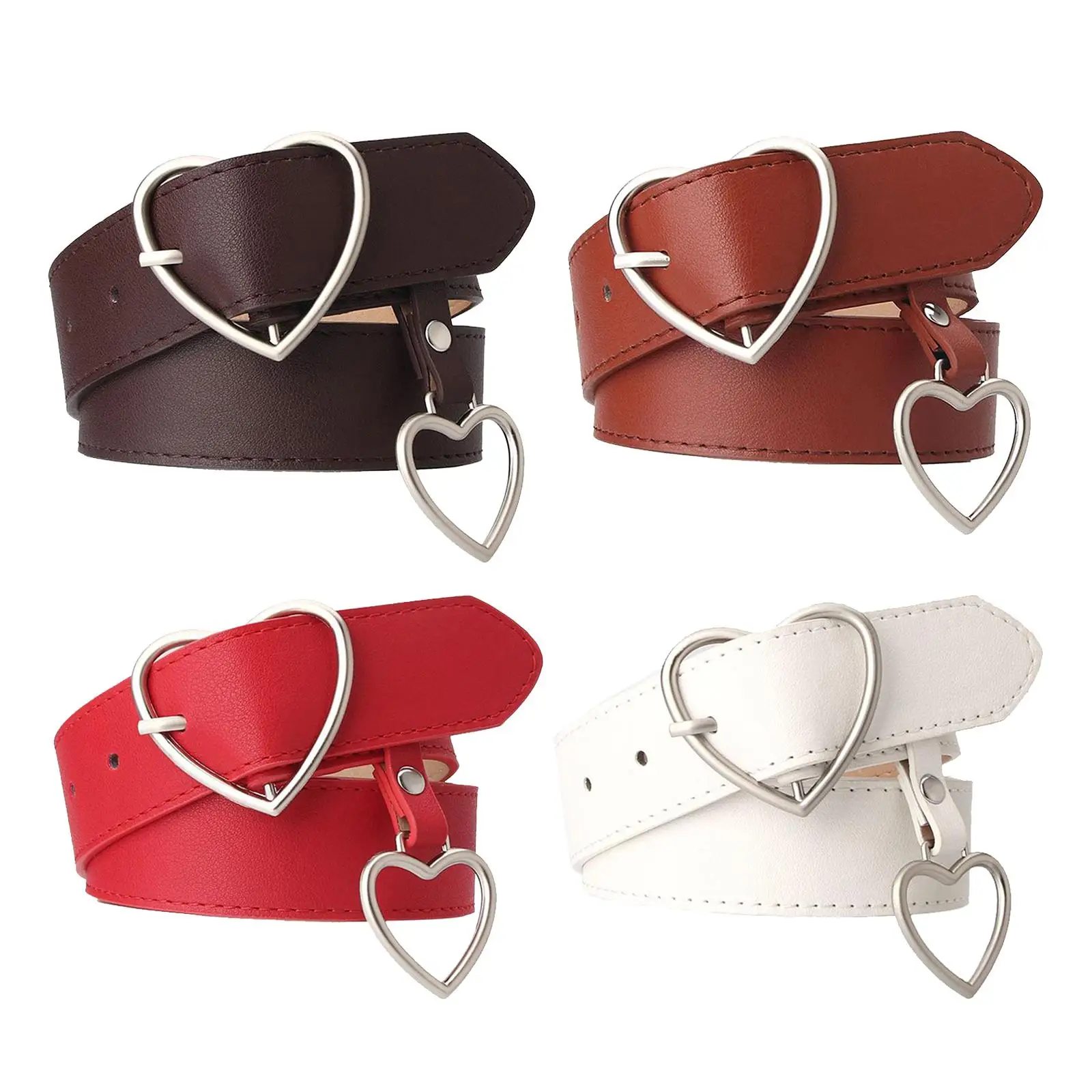 

Heart-shaped Leather Belt Alloy Buckle Waitband Women Waist Belt Lady Jeans