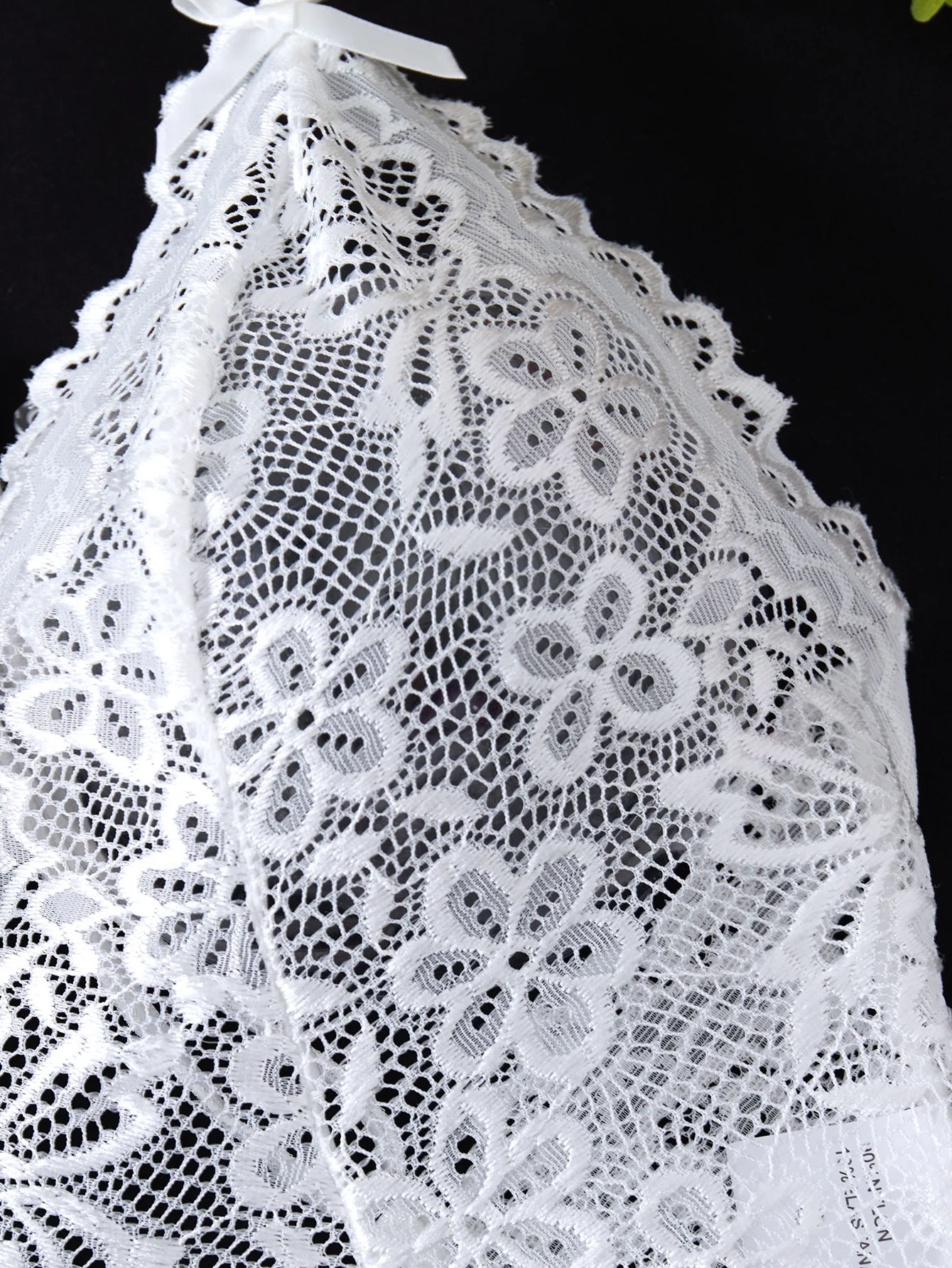 طقم فستان فلافان دانتيل مطرز باللون الأبيض - ملابس داخلية مثيرة للنساء - طقم حمالة صدر مثير بتصميم حزام على الظهر 21077 #4