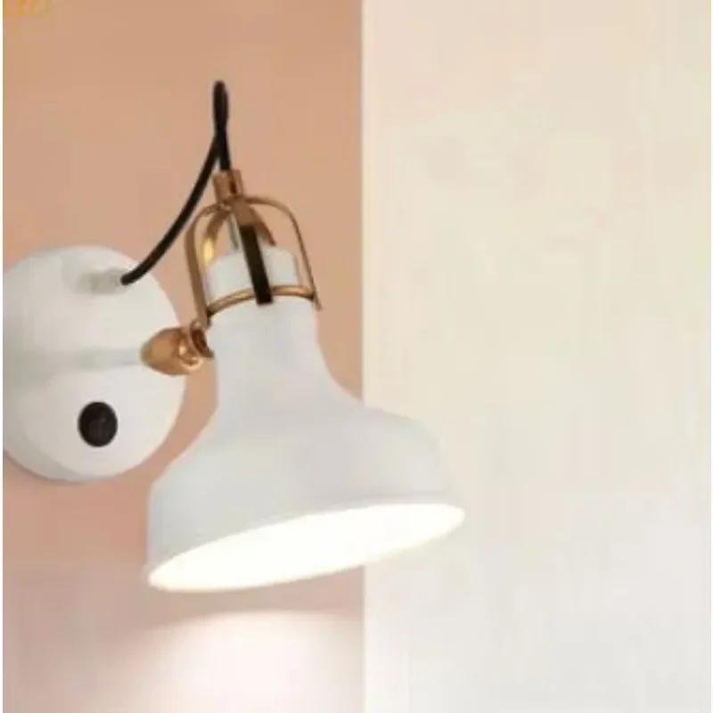 American country style loft industrial wind simple rocker arm white retro living room bedroom bedside wall lamp