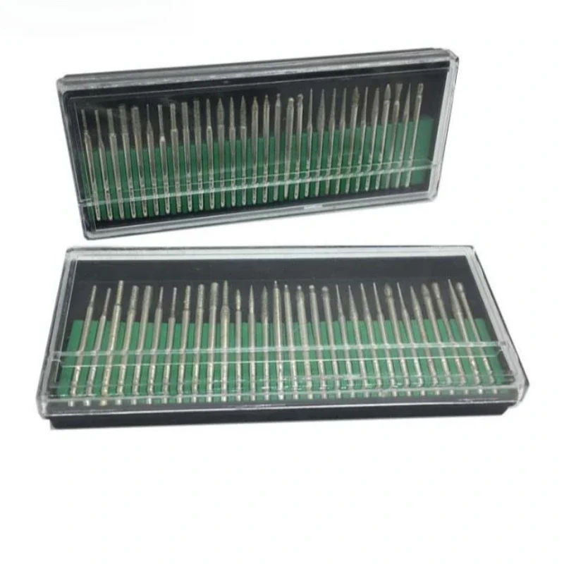 8×30Pcs/Set Diamond Point Burr Bits Drill Head Dremel Accessories Needle Tip Grinding Alloy Cylindrical Ball 2.35/3.0mm Shanks