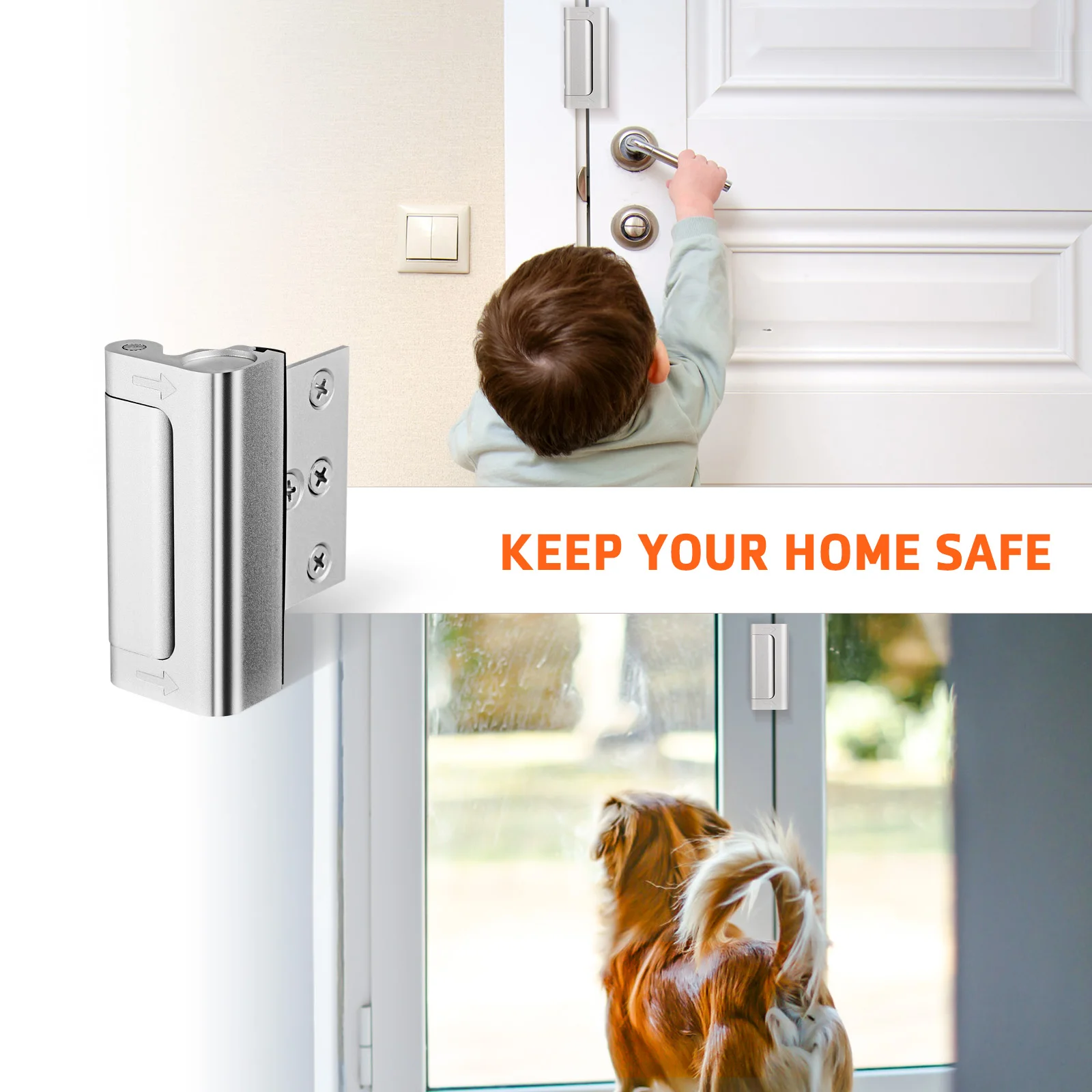 2 Pcs Aluminum Alloy Hinge Pin Door Security Devices Home Locks Latch Safety from inside Front Child