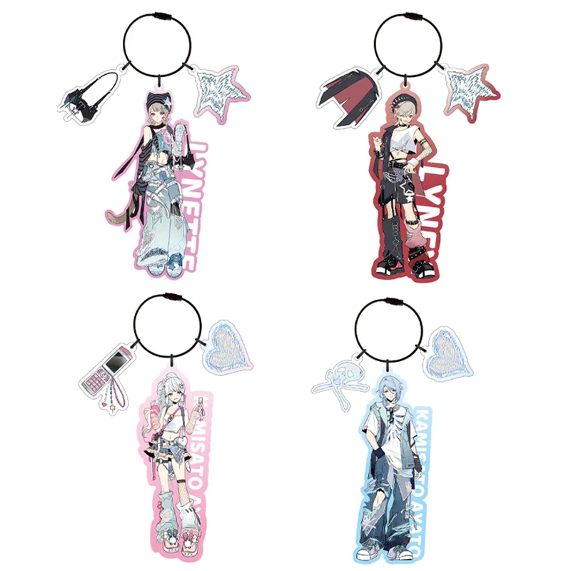 Lynette Lyney Ayaka Anime KeyChain yuan shen Men Key Chain for Women Kawaii Figure Cosplay Acrylic Keyring Pendant Gift