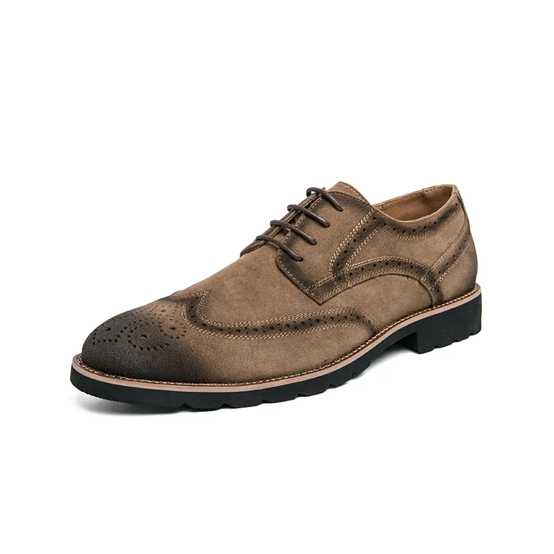 

Motorcycle men's casual Block leather shoes new low cut trendy men's shoes retro carved breathable youth versatile shoes