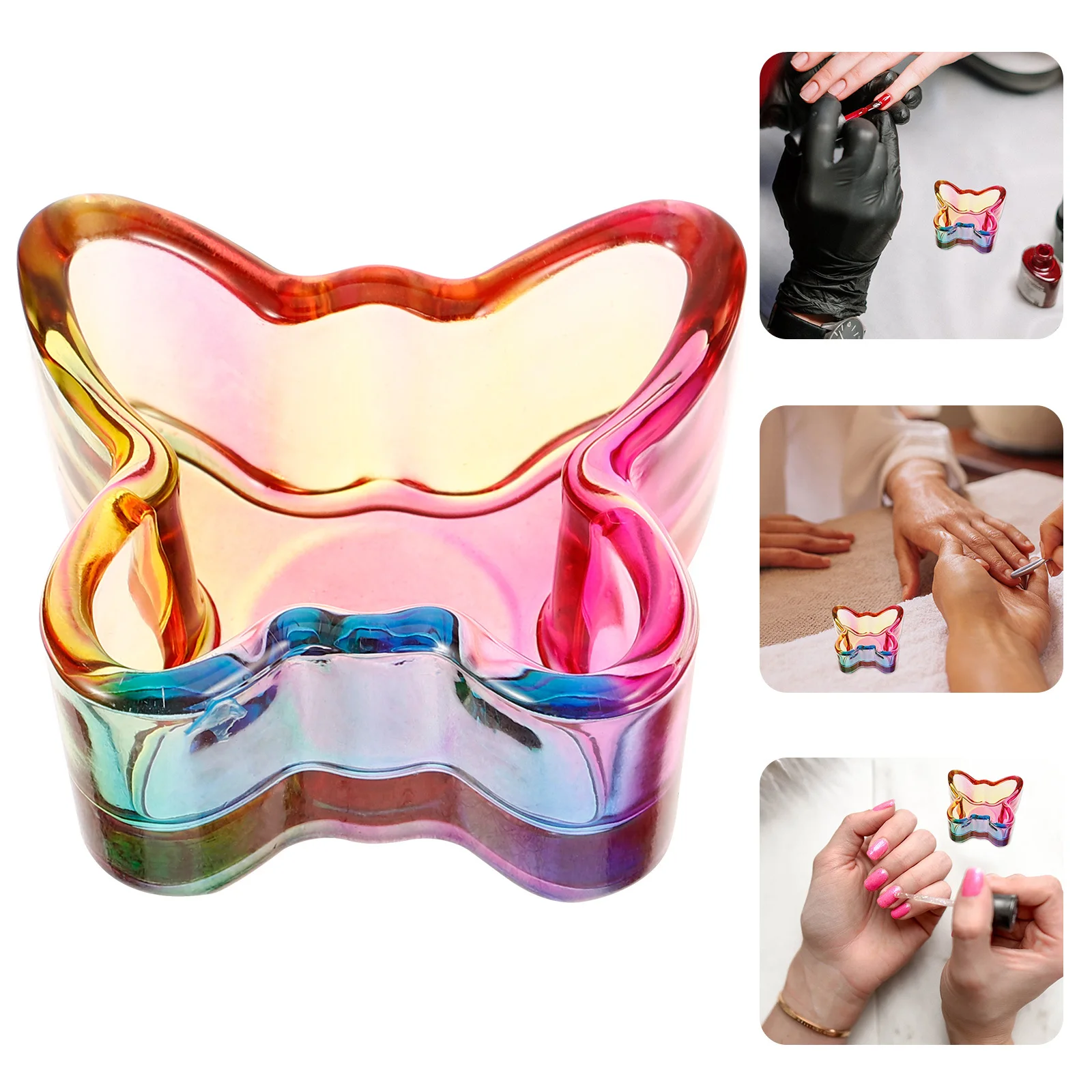 

Crystal Glass Nail Dappen Cup Butterfly Shape for Acrylic Manicure Tools Decorative Liquid Holder Storage Small Items