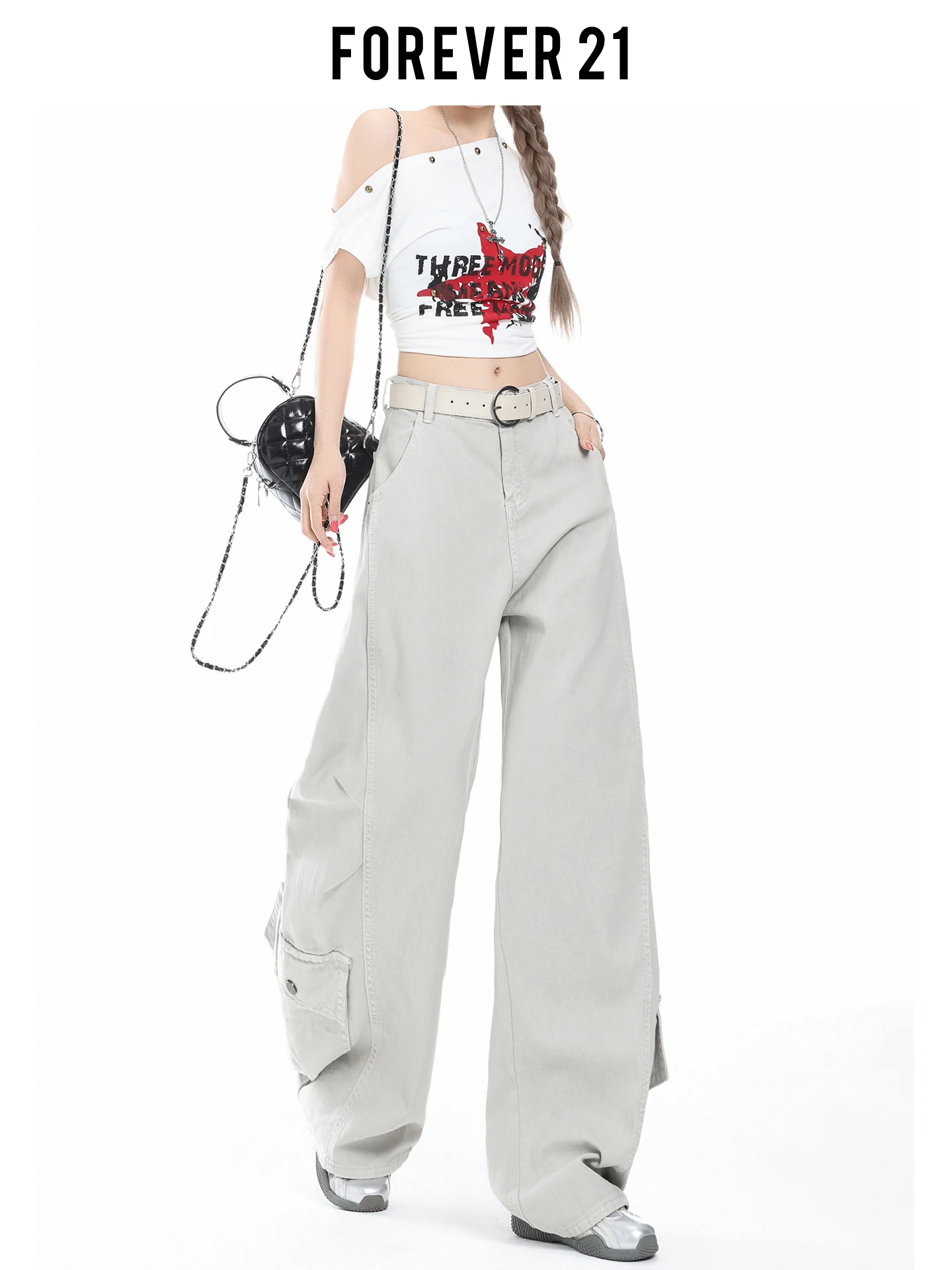 Jeans de Cintura Alta y Pierna Ancha Estilo Americano Forever 21, Pantalones de Verano para Mujer, Versátiles, Holgados, con ...