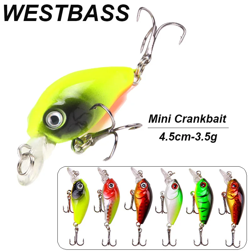 WESTBASS 6/9 PCS Mirco Crank Baits 4.5cm-3.5g Noisy Fishing Lures Floating Hard Wobblers Topwater Crankbaits Lurre Cebos Pesca