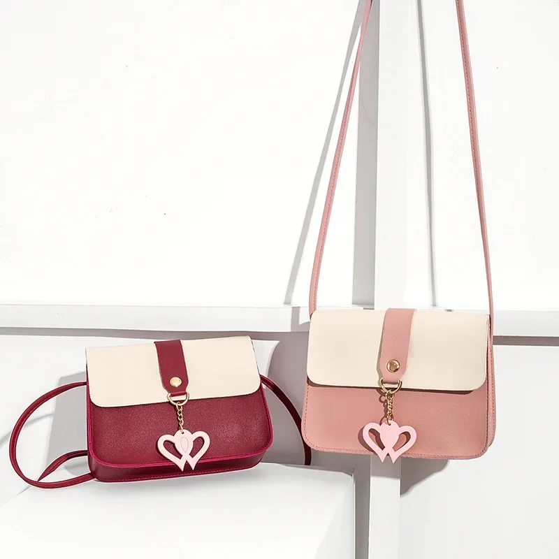 

Heart-shaped pendant small square 2024ladies foreign trade women's bag Korean version messenger bag