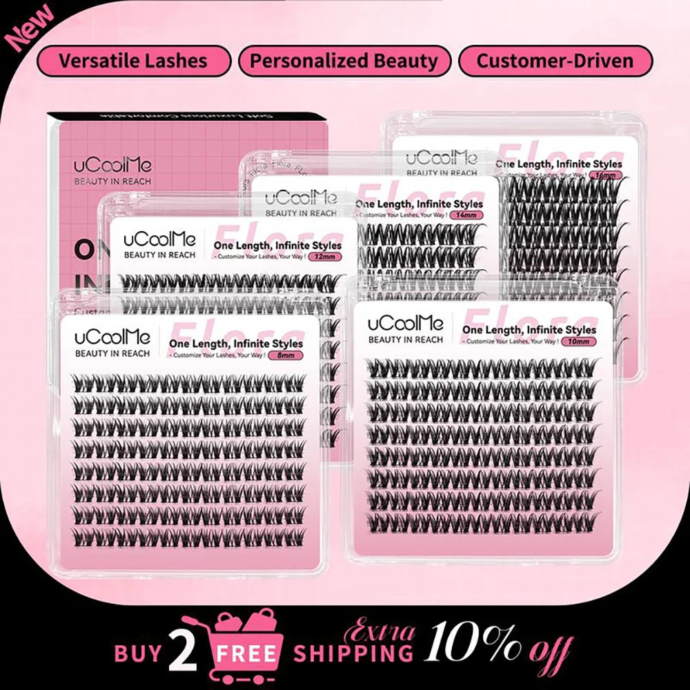UCoolMe cils flore sans déchets même longueur cils en grappe 8 10 12 14 16mm cils de taille unique maison bricolage greffage Extension de cils