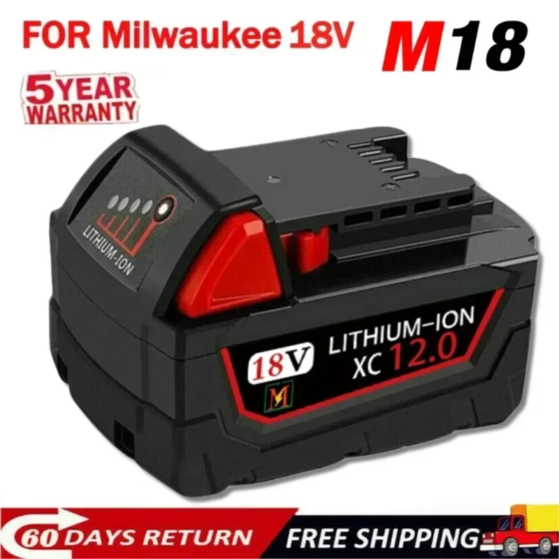 

Для Milwaukee M18 Батарея 18 В 5/6/9/12.0 Ач Сменная литиевая батарея для Milwaukee M18 48-11-1815 48-11-1850 2604-22 Батарея