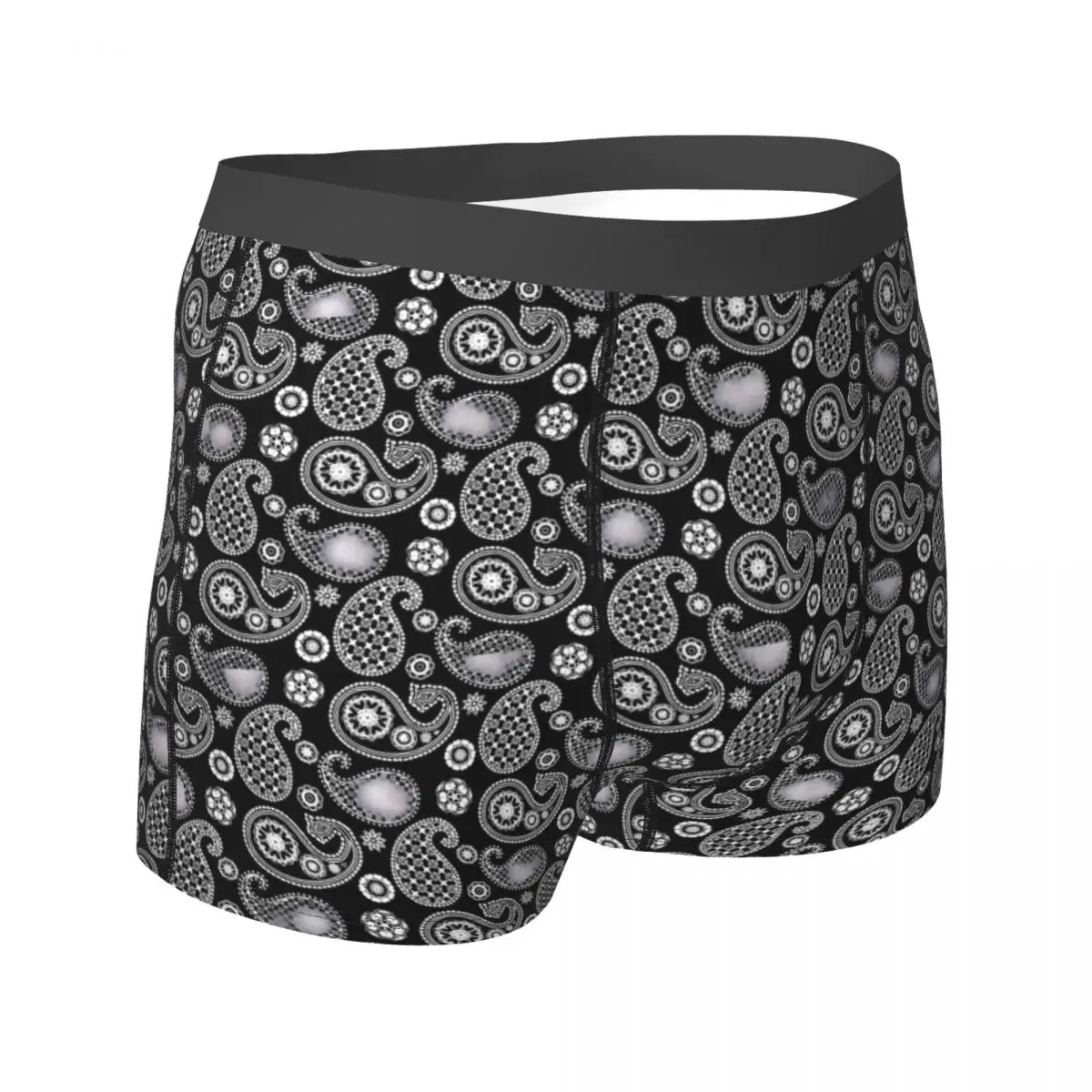 Ropa interior con estampado de Paisley, calzoncillos Boxer personalizados en blanco y negro, calzoncillos masculinos Trenky, pantalones cortos elásticos, calzoncillos de regalo