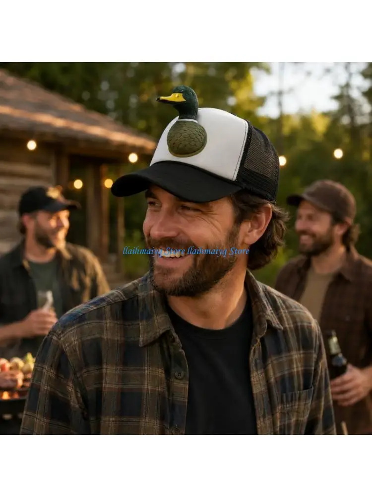 

573B Casual Duck Cap with Mesh Back and Front Duck Design Baseball Cap for Daily Wear