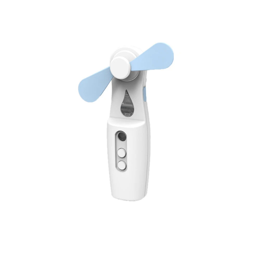 Mini ventilador recarregável, 2 em 1, medidor de água, spray, refrigerador de ar, pequeno ventilador portátil com função de banco de potência, 2 engrenagens