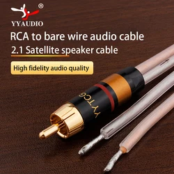 HiFi RCA Speaker Cable Bare Wire With Replaceable Plug Speaker Wire To RCA Plug Connector Adapter To Bare Wire