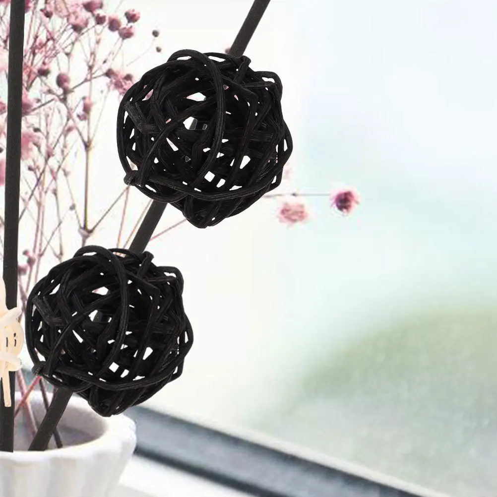 

40Pcs Rattan Decorative Balls Black 3Cm for Vase Centerpiece Bowl Fillers Halloween Wedding Party Home Decor Rattan Balls