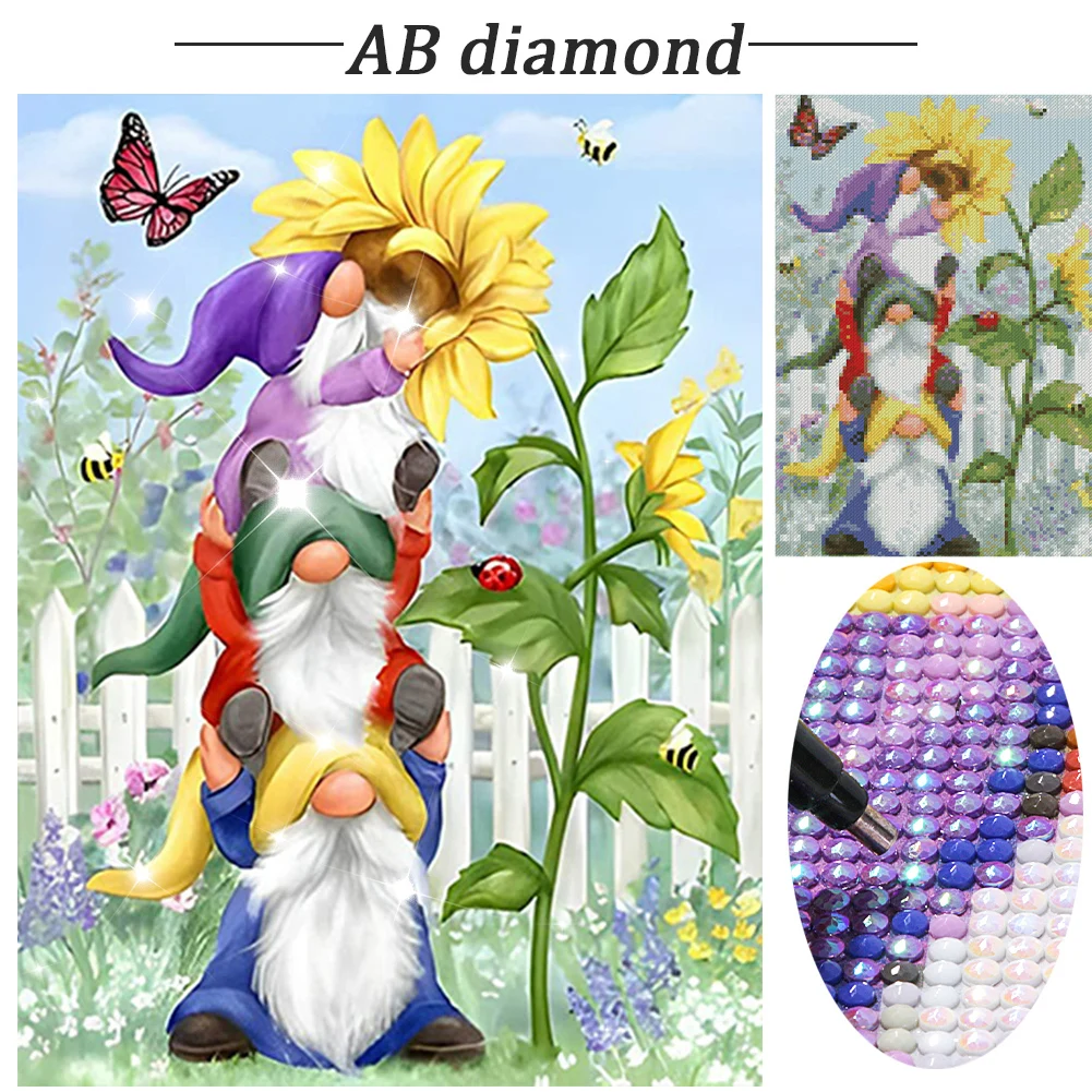 

Flower Partial AB Diamond Round Drill DIY Diamond Painting Kit Decor 70x50cm