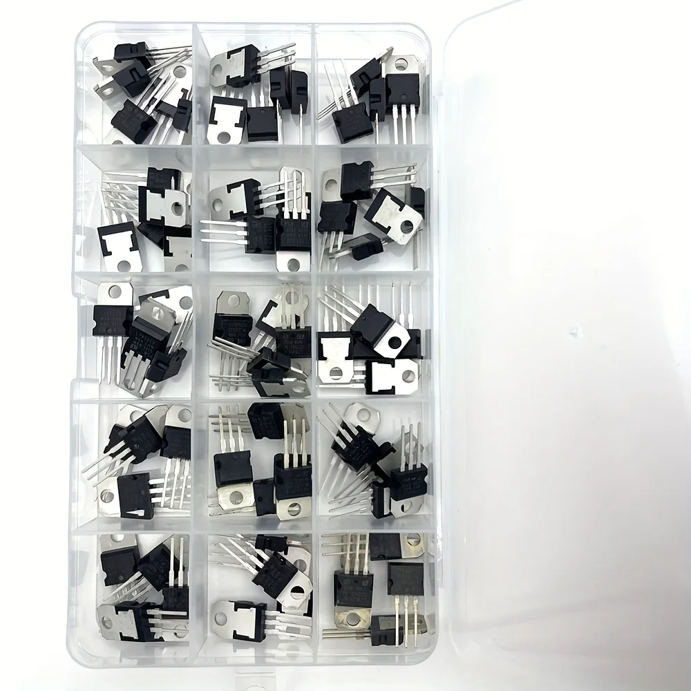 LM317T L7805 L7806 L7808 L7809 L7810 L7812 L7815 L7909 L7915 Transistor Assortment Kit 15Value*5Pcs 75PCS Voltage Regulator Box