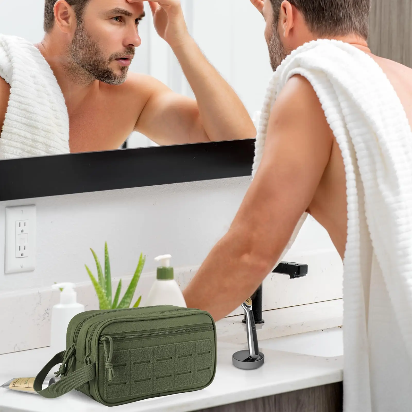 Herren-Toilettenartikel-Organizer Hygiene-Set Herren-Rasier- und Pflegeset-Organizer Reise-Dusch-Toilettenartikel-Organizer