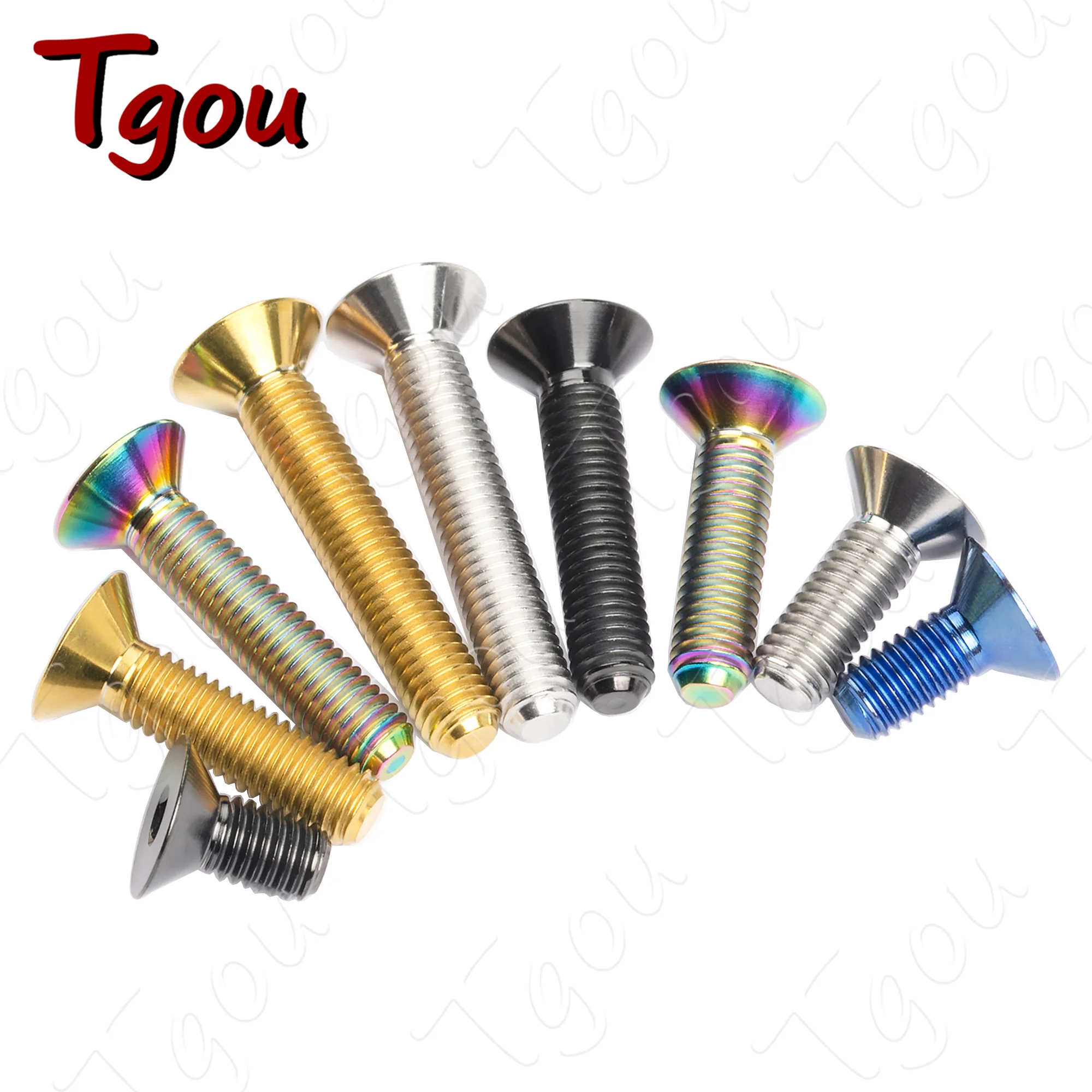Tgou Titanium Bolt M5x10/12/15/20/25/30/35mm Allen Key Flat Countersunk Head Screw for Bicycle 1pcs