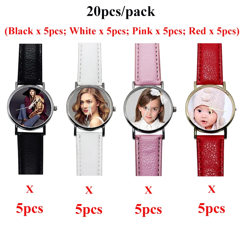 

20pcs Mixed Color Sublimation Blank 9.4"x1.45" PU Leather Watch DIY Print on Dial Personalized Heat Press Custom Gifts Souvenirs